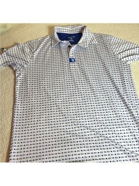 Bogey Bros Fore! Golf Shirt Mens Medium White and Blue casual preppy
